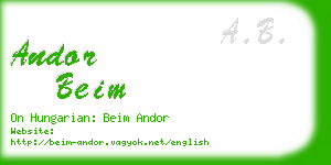 andor beim business card